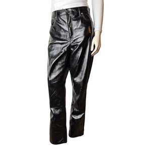 Gap Vintage Slim High‎ Rise Faux Patent Leather Pants Black Edgy Grunge 32/14R